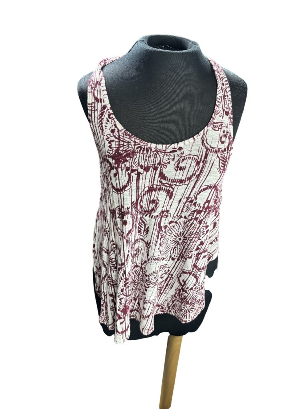 Aeropostale Womens Floral Print Racerback Tank Top Maroon/White Medium Lightweig